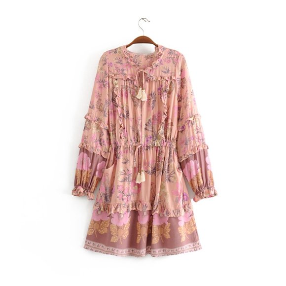 New Boho Floral Long Sleeve Dress - Picture 3 of 6